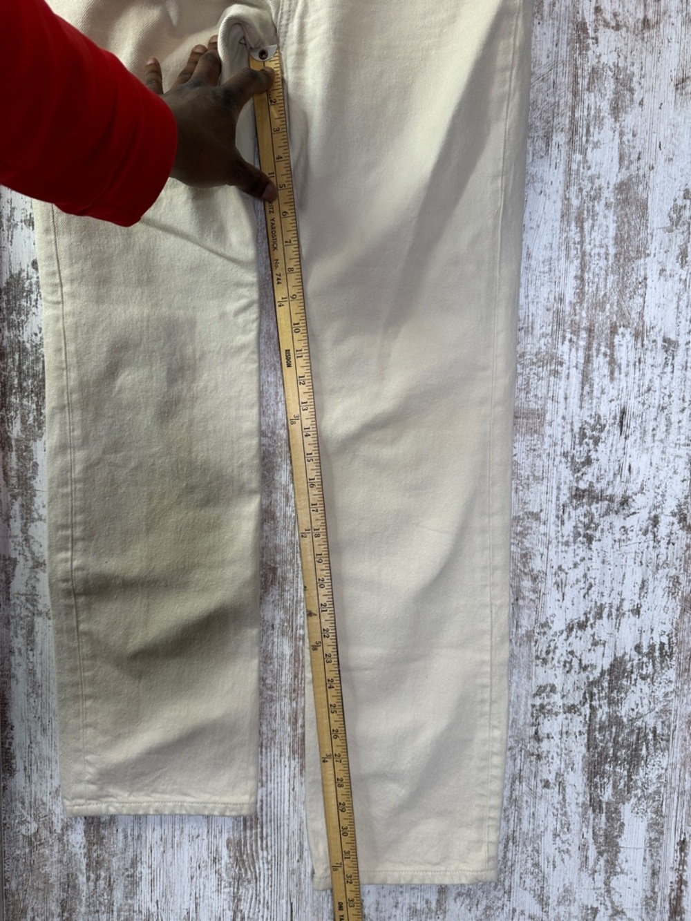 Reformation High-Rise Straight Jeans in Beige Off White - Picture 13 of 14